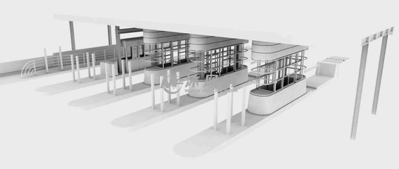 金门大桥收费站设计模型 融合功能与美学的交通枢纽